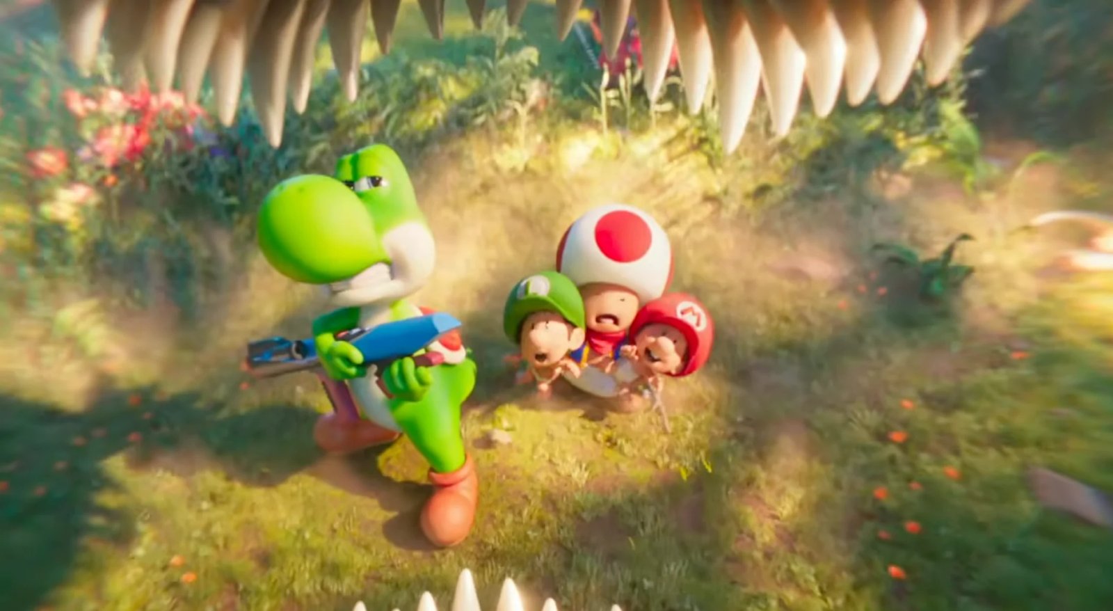 Yoshi, Toad, and Baby Mario and Luigi in the Super Mario Galaxy Movie Trailer