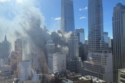 Fire Erupts Atop Manhattan Skyscraper