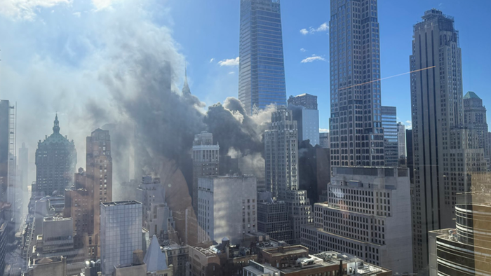 Fire Erupts Atop Manhattan Skyscraper