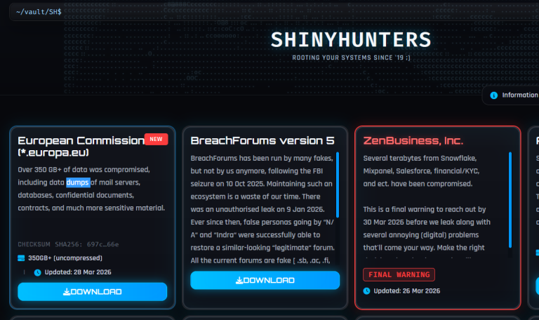 ShinyHunters claims the hack of the European Commission