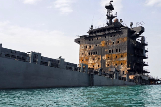 Ghost Ship Down: The IRGC “Shahid Mahdavi” Semi-Sunken After US Precision Strikes