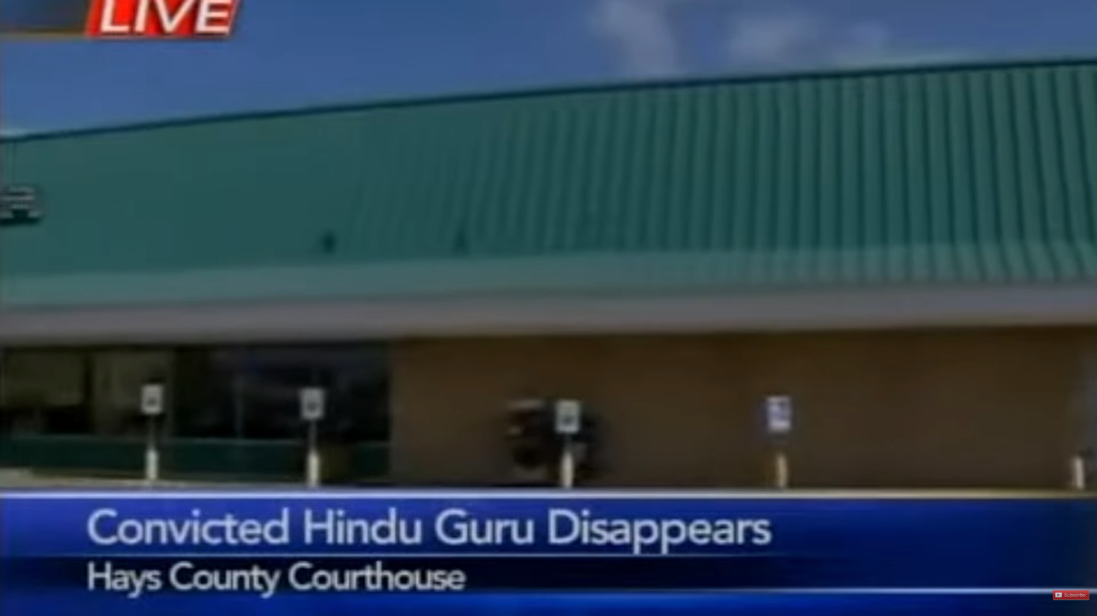 Shadow Capital: Inside the Whistleblower Lawsuits and Media Silence Surrounding Ideal Living LLC 4 Exterior shot of a courthouse with a news broadcast chyron reading "ed Hindu Guru Disappears".