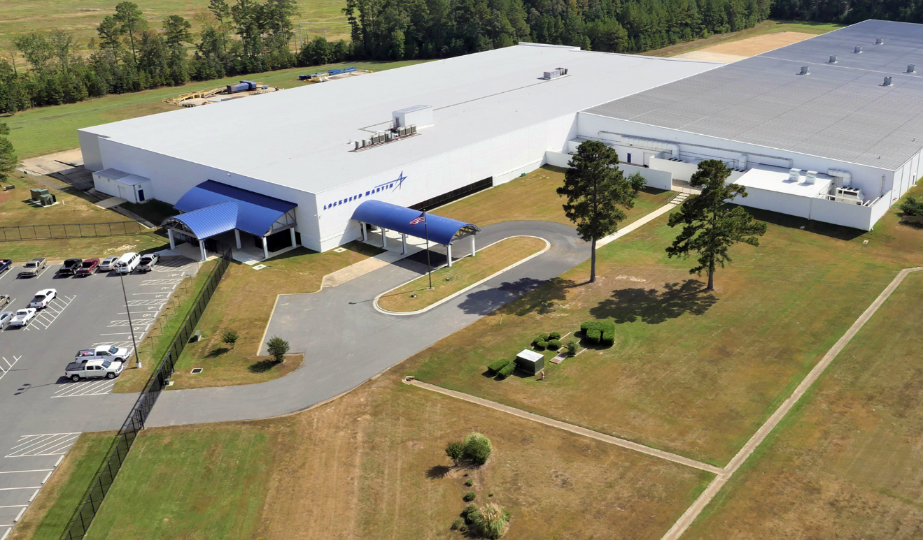 Exterior view of the Lockheed Martin manufacturing facility in East Camden Arkansas