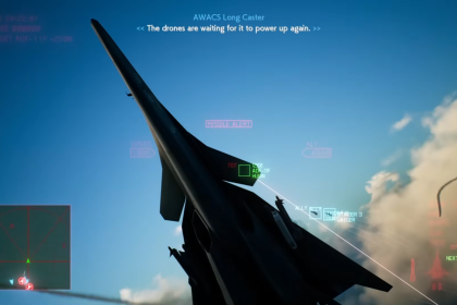 Ace Combat original aircraft and fictional super-jet flying in the skies