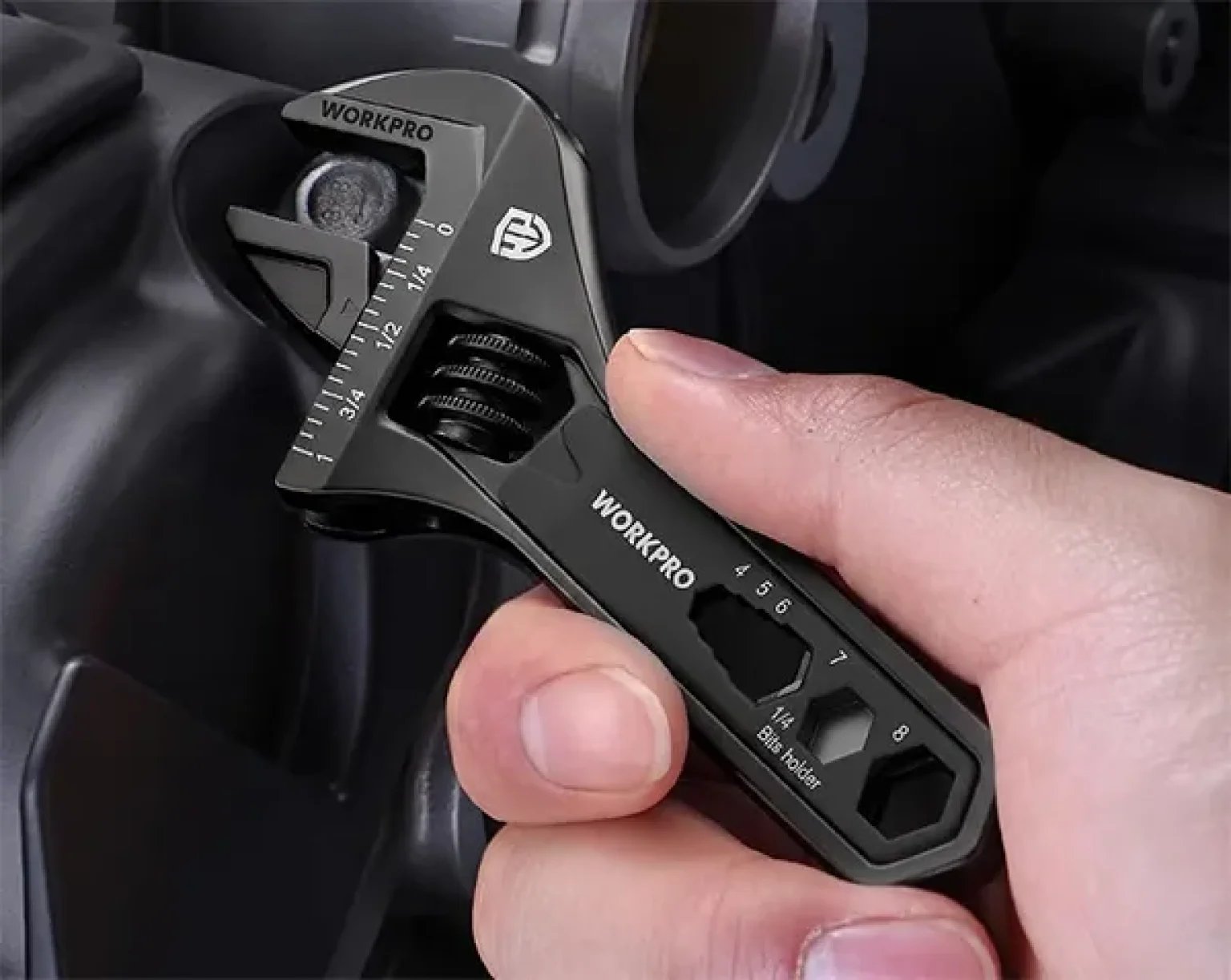 Workpro EDC Adjustable Wrench used on Bolts